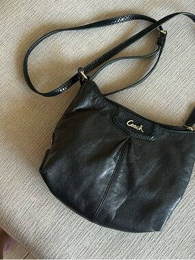 Coach Black Leather Crossbody Bag with Gold Logo